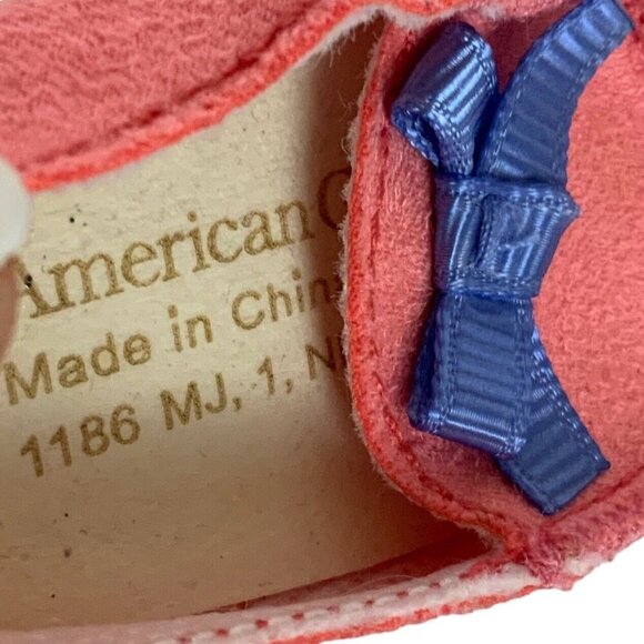 American Girl Smore Fun Orange Doll Slippers With Blue Bow For 18-Inch Dolls - Picture 7 of 7